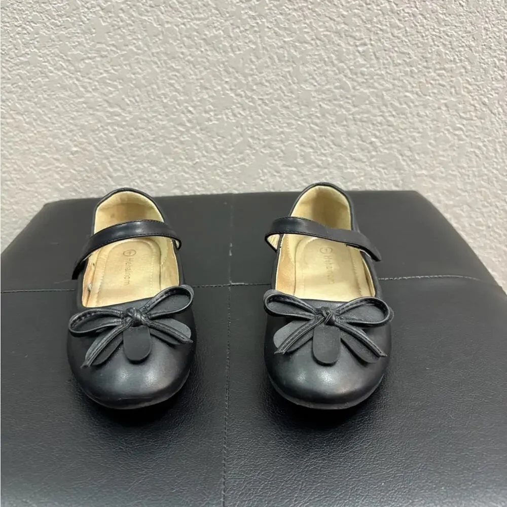 Hehainom Black Dress Shoes Kids with Bow Girls Size 1